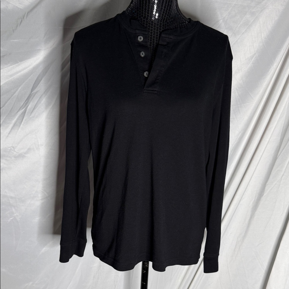 croft & barrow Black Long-Sleeve Henley Top